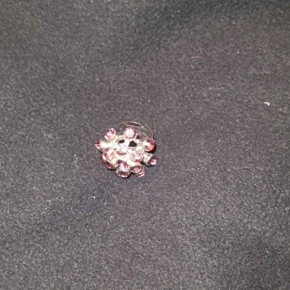 Silver Ring With Purple Diamonds